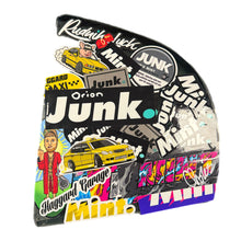 Load image into Gallery viewer, Haggard Taxi Rear Corner Window – Sticker-Bombed &amp; Signed by Rudnik &amp; Orion