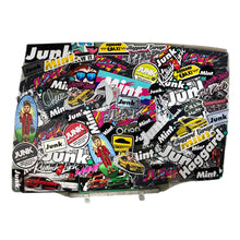 Load image into Gallery viewer, Haggard Taxi Rear Window – Hand Sticker-Bombed &amp; Signed by Rudnik, Orion, Dan &amp; Cousin Matt (One-of-Two)